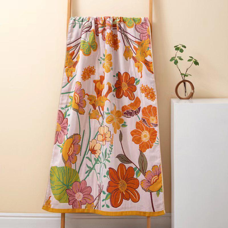 Extra Large Cotton Gauze Cartoon Bath Towel - Soft, Quick-Drying for Adults & Kids