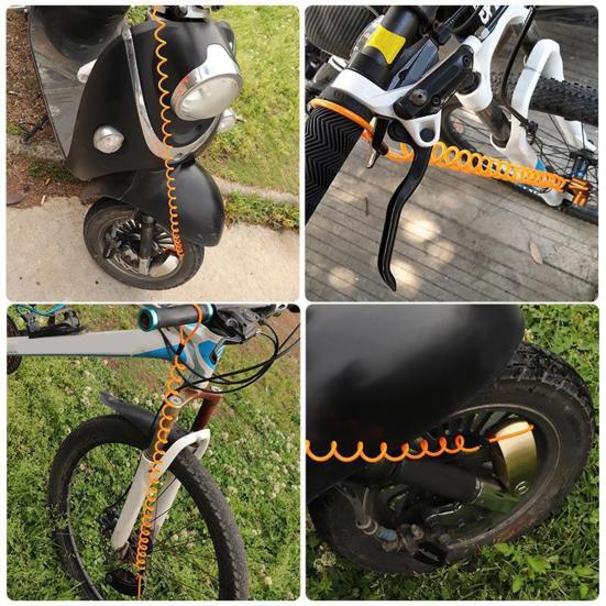 Кабель напоминания о блокировке дискового тормоза, 120 см, выдвижной стальной провод, яркий цвет, мотоцикл, горный велосипед, противоугонная охранная веревка с замком диска