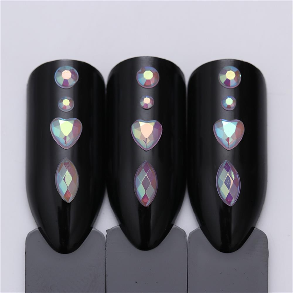 3D Flat Shaped Elongated DIY Tips Glass Stone Manicure Decor Nail Art Rhinestone