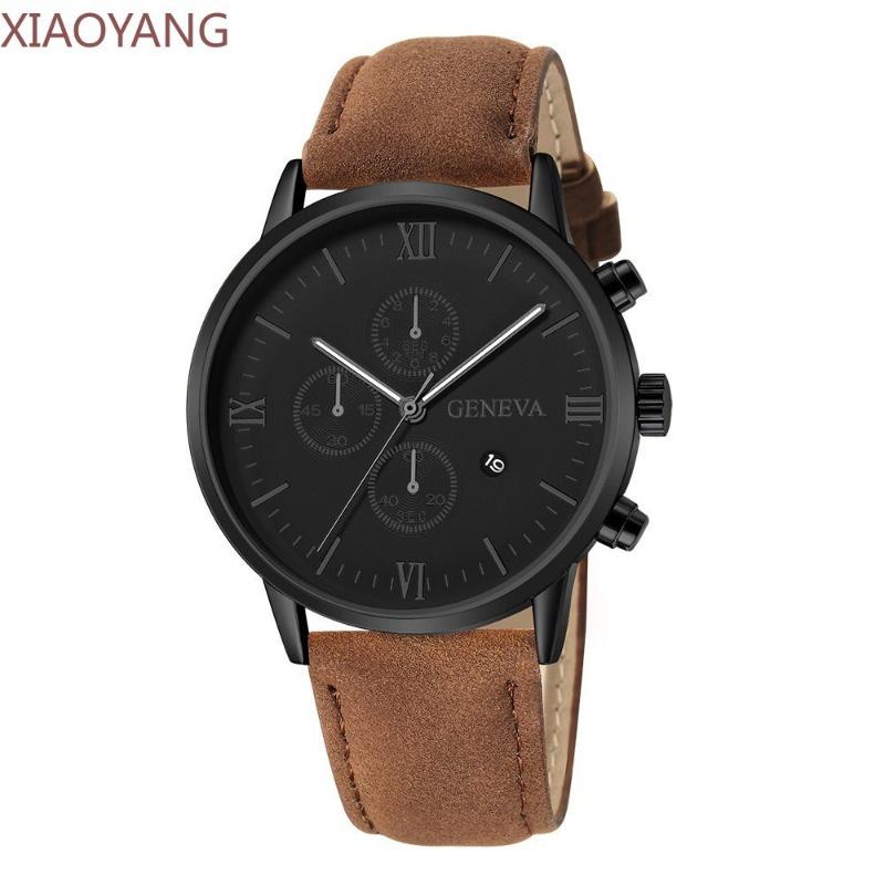 Novo Relógio casual Masculino De Quartzo Com Pulseira De Couro Mostrador