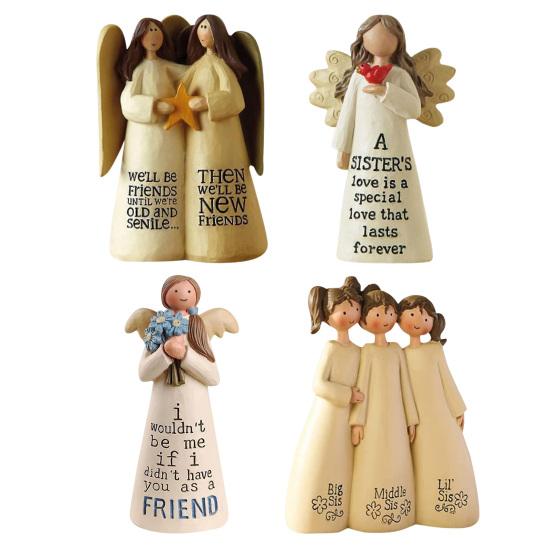 Angel Ornament Exquisite Workmanship Friendship Angel Statue Resin Angel Sculpture for Home Decoration