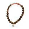 Stones and Minerals. Brazilian Ruby Bracelet + 8 Mm Wooden Beads. Made In France.