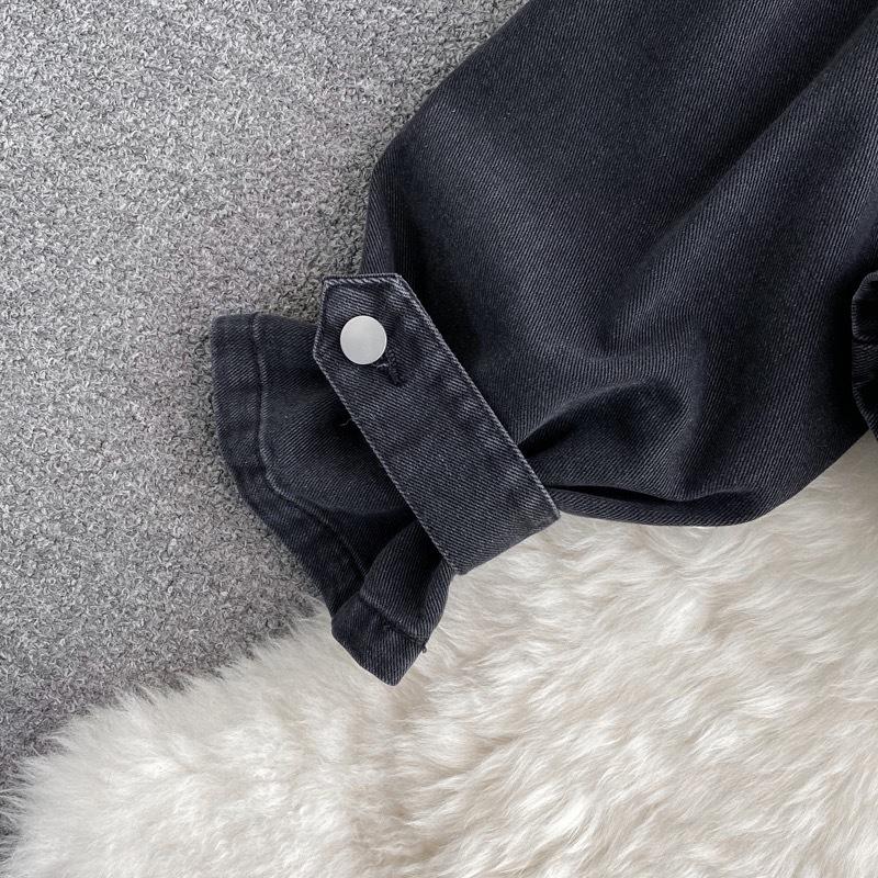 Осенняя женская джинсовая куртка с V-образным вырезом, расшитая бисером, короткие свободные повседневные топы Bf