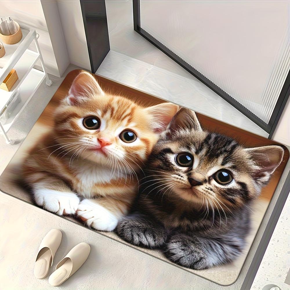 A Item Featuring a Cute Kitten Design, This High-Definition Printed Doormat Is Non-Slip And Suitable for Bathrooms. It Is Made of Ultra-Fine Microfibe