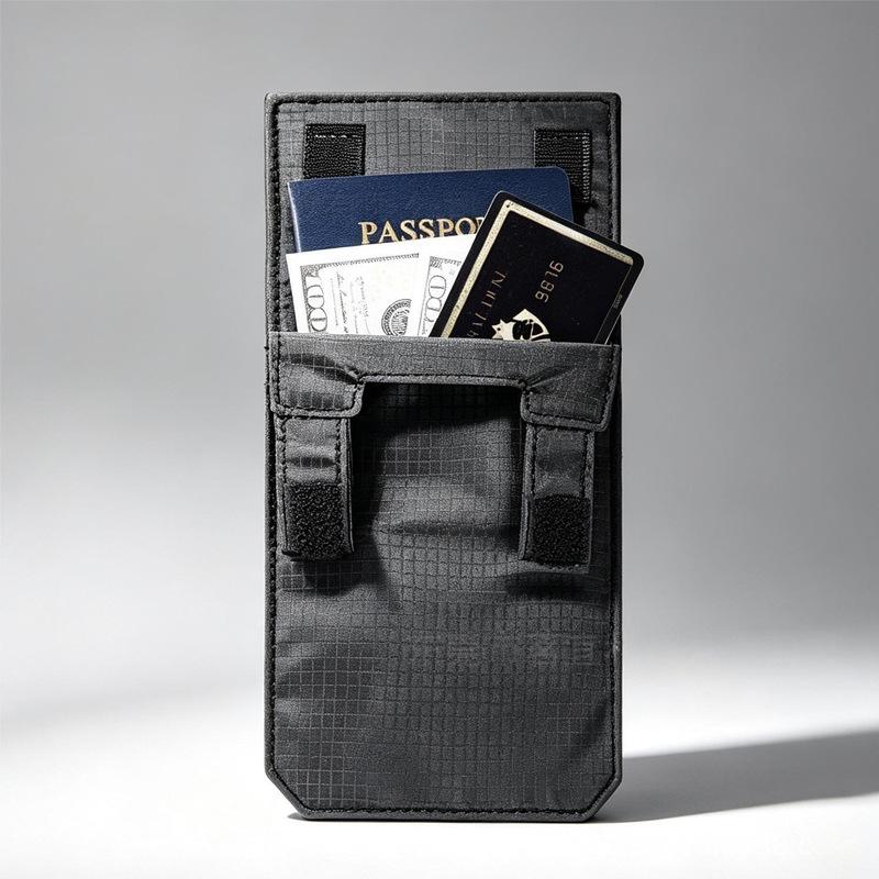 Black Slim Anti-Theft Belt Wallet Hook-and-Loop Clip Hidden Compartment for Outdoor Travel Hiking Unisex Use