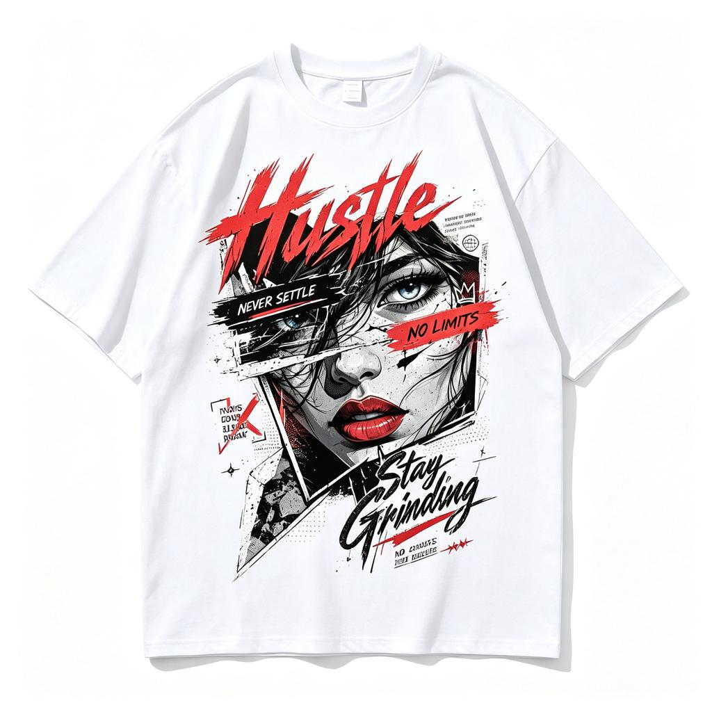Oversized Hustle Girl Motivational Street Art Unisex Tee