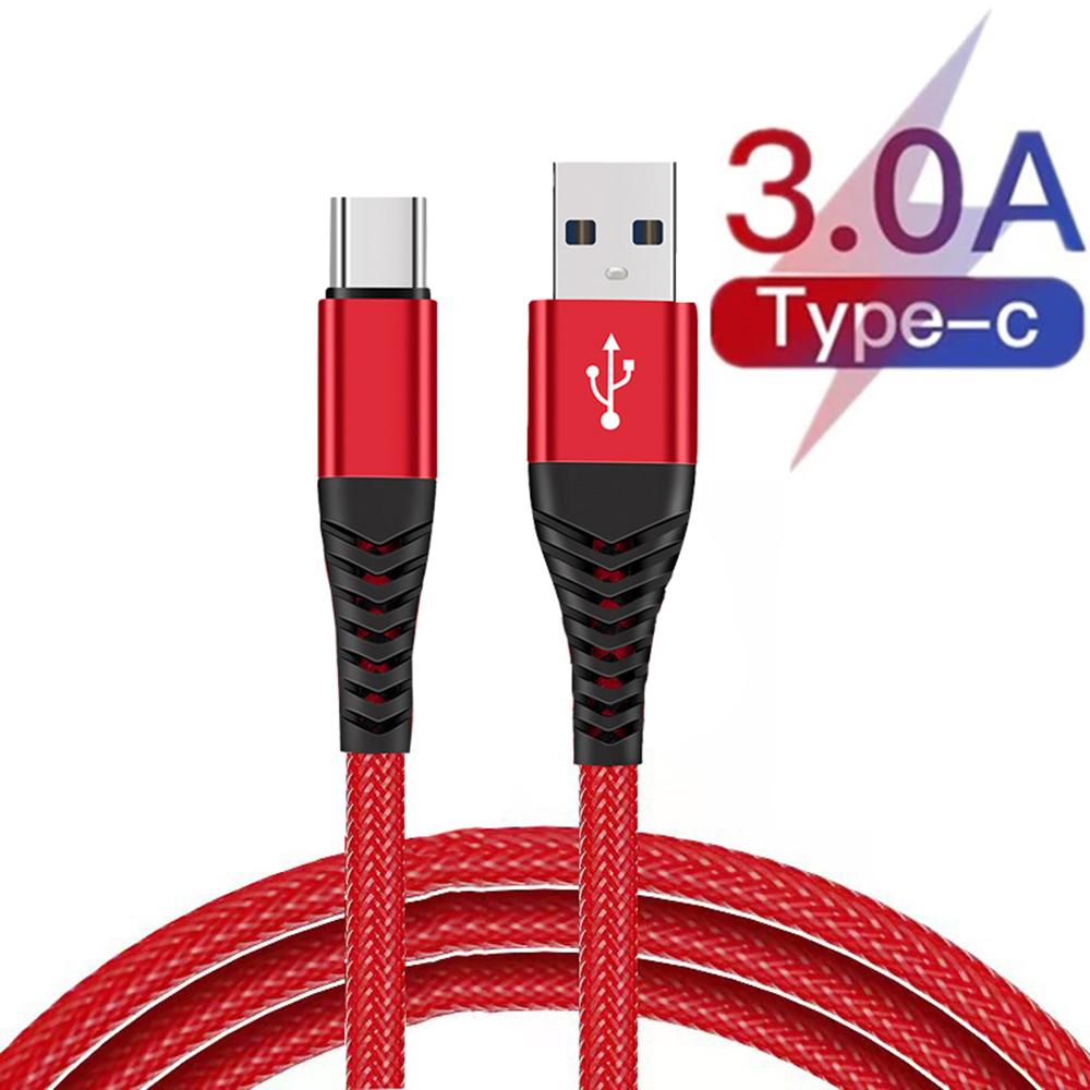 Кабель USB A-Type C для синхронизации данных, 3 А, быстрая зарядка, нейлоновый плетеный провод, зарядный кабель для мобильного телефона Samsung Huawei Android USB C