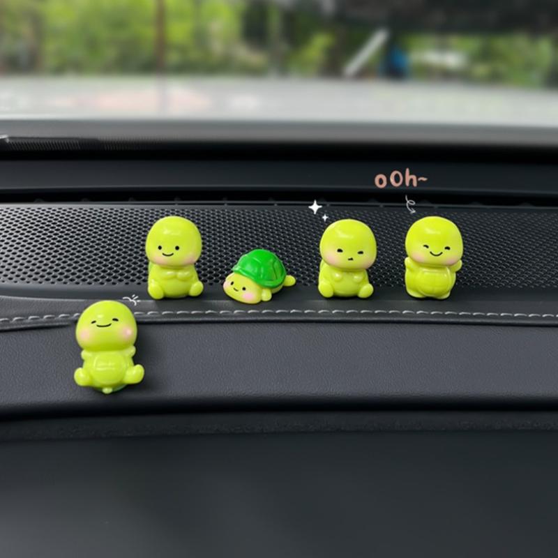 5 шт. Украшение на приборную панель автомобиля, украшение зеркала заднего вида, фигурка черепахи, мультяшные полимерные фигурки животных, мини-черепаха, аксессуары для DIY