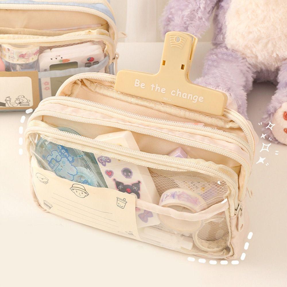 Емкость Прозрачная сумка для карандашей в корейском стиле Канцелярская сумка Держатель для карандашей Настольная сумка для хранения