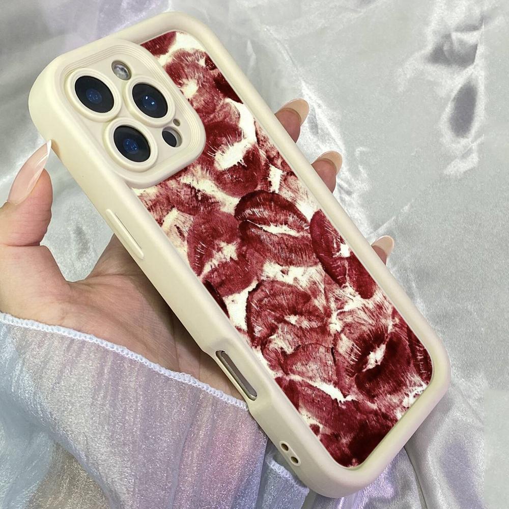 JT1 Абстрактная работа с красными губами Чехол для телефона для iPhone 17 16 Pro Max Samsung S26 Ultra A17 A26 A07 Xiaomi Redmi Note 14 Pro Plus Мягкий чехол-бампер из ТПУ