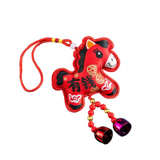 2026 Chinese New Year Horse Lucky Hanging Pendant Zodiac Animal Feng Shui Charm with Tassel/Bell for Spring Festival Wedding Party Car Tree Decor