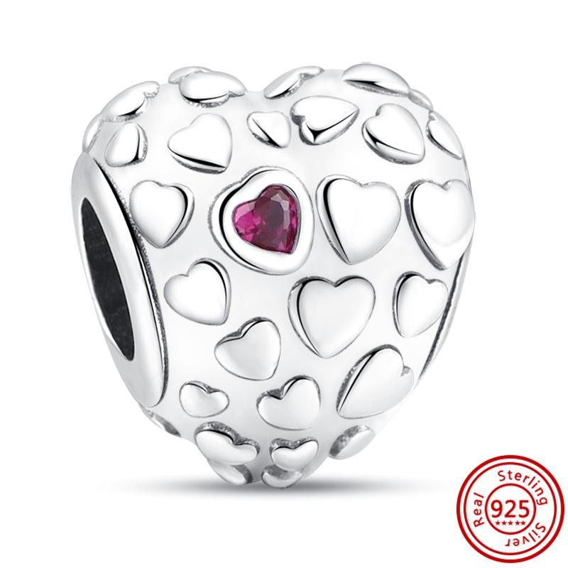 Подходят оригинальные подвески браслет DIY ювелирные изделия 100% стерлингового серебра S925 пробы красное муранское стекло циркон яблоко вишня корона сердце бусины