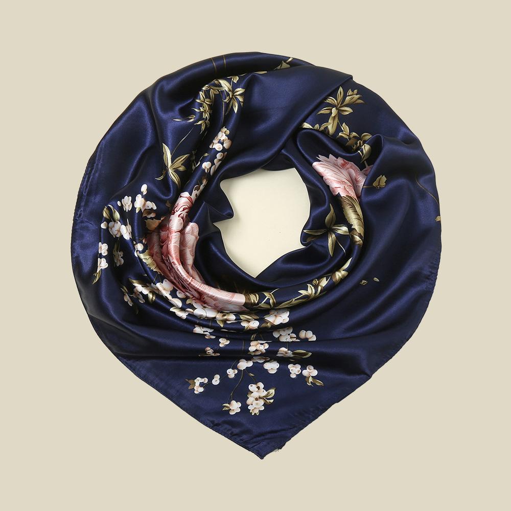 New European and American Printed Silk Square Scarf Fashion Women's Versatile Bag Headscarf Professional Scarf Silk Scarf