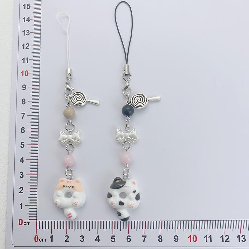 Кавайный котенок-печенька Шнурок для телефона Мультяшный кот Бижутерная цепочка для мобильного телефона Брелок для пары Подвеска для камеры/чехла для наушников