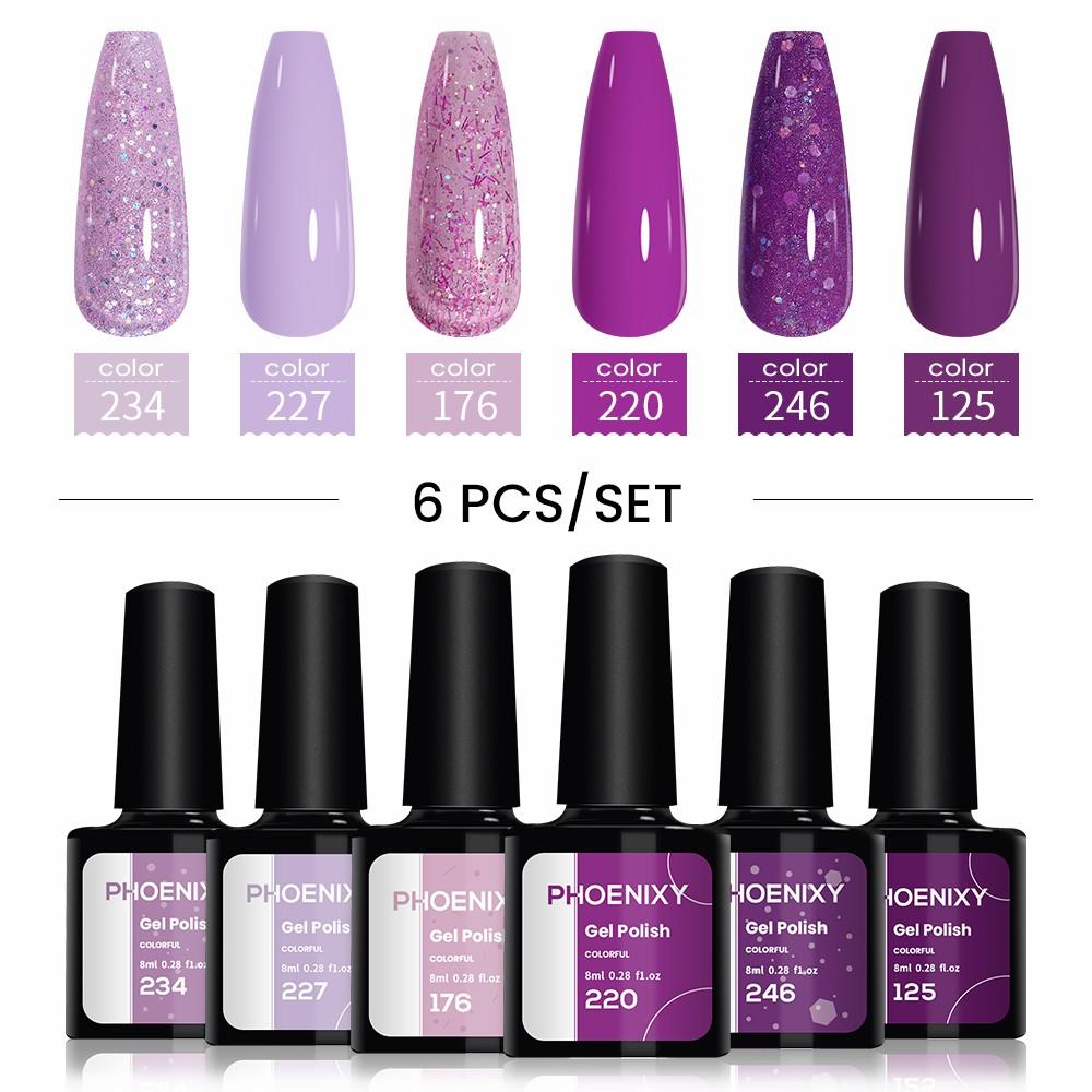 PHOENIXY 6/10/12/13/18/20 шт., набор цветных гель-лаков для ногтей, набор гелей для замачивания с чистым цветом для дизайна ногтей, стартовый набор для начинающих, сделай сам дома