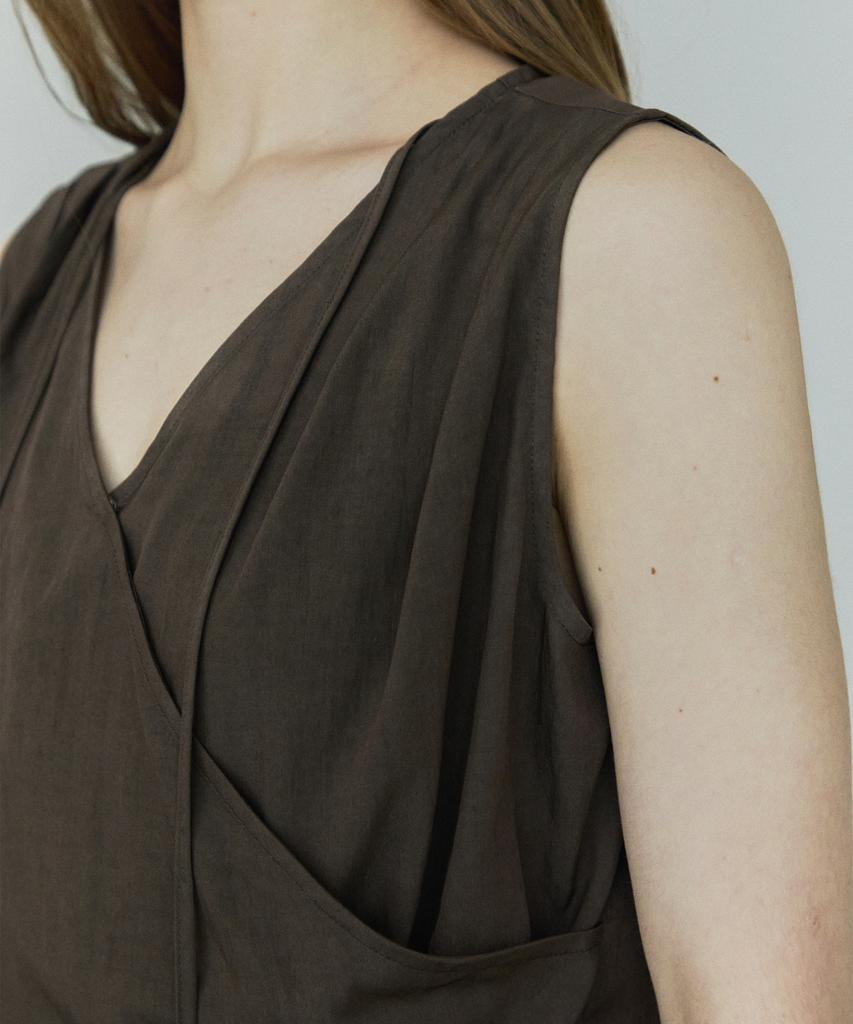 IHR Two-Way Shirring Blouse / Brown