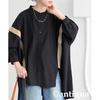 [antiqua] [Antica] switching shirt ladies tops long sleeve PY-00803 Onesize 05 black