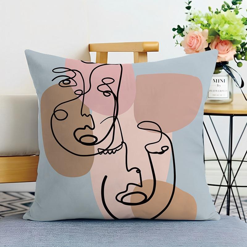 Morandi Simple Printed Decorative Pillowcase Bedroom Living Room Square Cushion Pillow Case