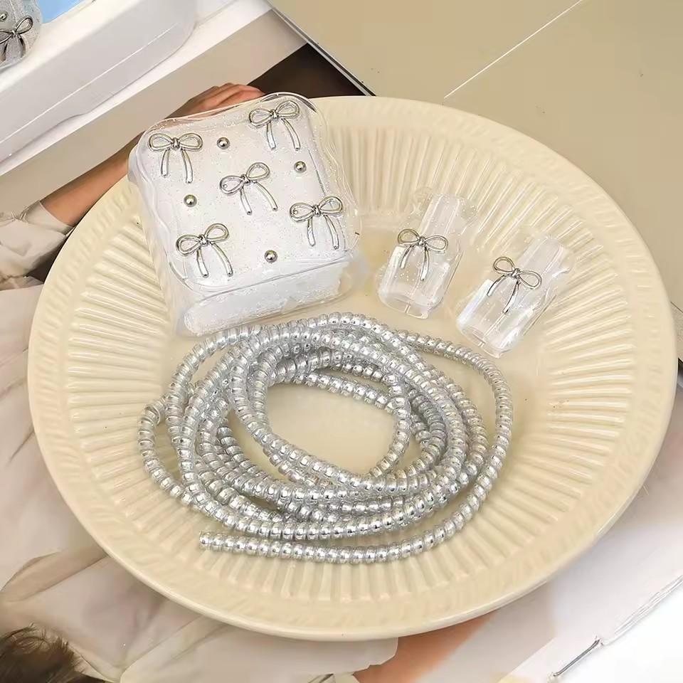 Прозрачный блестящий чехол-рукав для защиты зарядного устройства для мобильного телефона с бантиком для Apple IPhone 18/20W, лазерная намотка кабеля, защита проводов