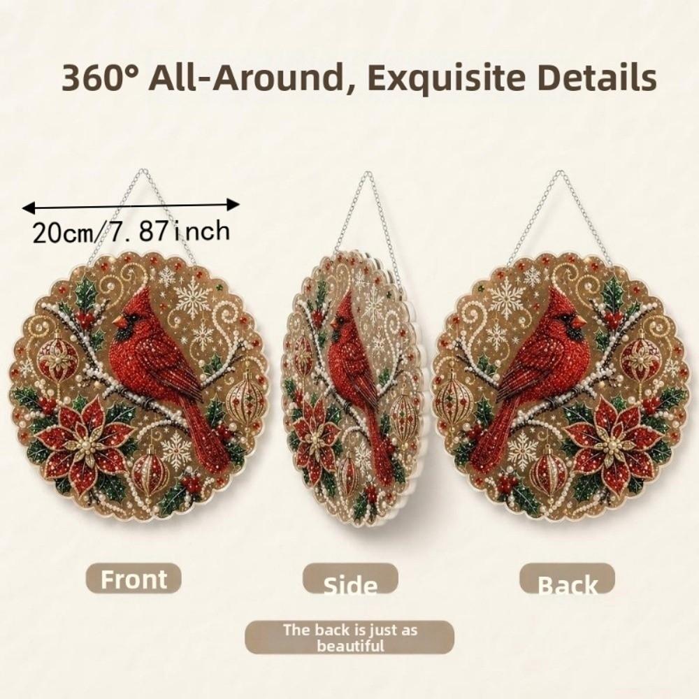 2D Flat Acrylic Christmas Diamond Painting Kit Snowman Round Santa Beaded Sun Catcher Dwarf Tree Bird