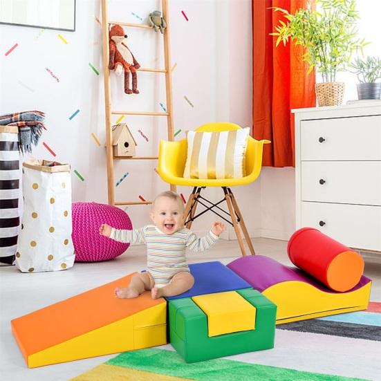 Kids Building Blocks 6Pcs/Set Vibrant Color Faux Leather Parent-child Interaction Long-lasting Climbing Giant Toys Children