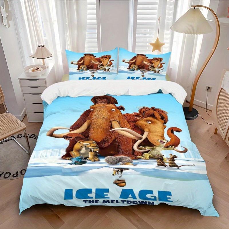3pcs Ice Age The Meltdown Movie Poster Design Printed Bedding Set, Soft and Comfortable Quilt Cover for Bedroom, Guest Room (1 Duvet Cover +