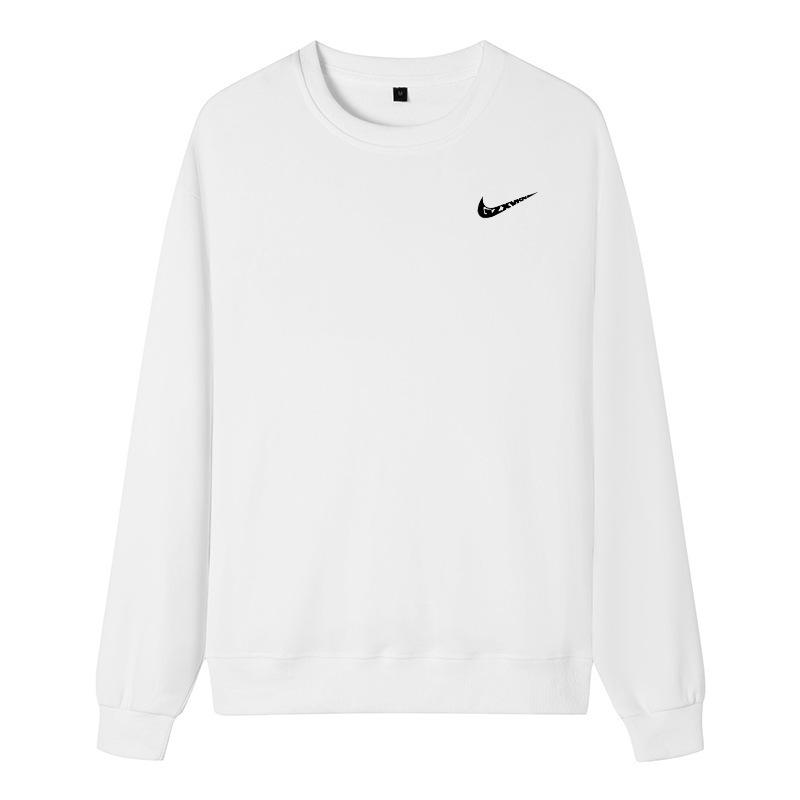 Мужская хлопковая толстовка с круглым вырезом: Весна/Осень, Свободный крой, Большой размер, Однотонный, Парная спортивная одежда, Куртка-футболка с длинным рукавом и логотипом.