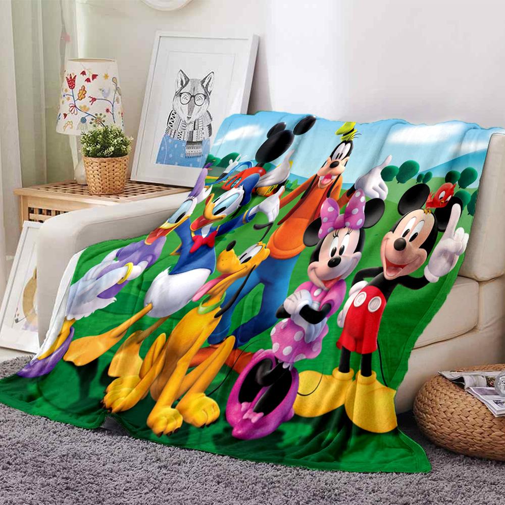 Mickey Mouse Clubhouse Adventure Flannel Blanket Super Soft Warm Cozy Blanket For Sofa Bed Office Travel Allseason Home Decor Gift