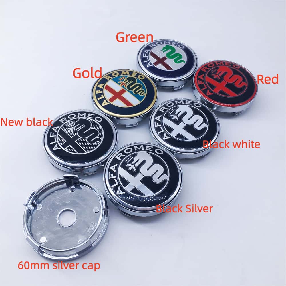 100Pcs 60mm T30 Wheel Center Cap Badge Black Logo Hub Cover Rim Car Accessories for Alfa Romeo GTAM Mito 147 156 159 166 evx852