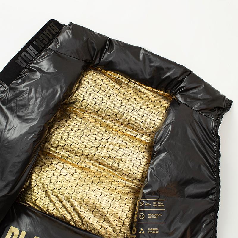 Черно-золотой жилет для мужчин и женщин, новый корейский стиль, свободный, глянцевый, чисто черный жилет, не требующая стирки популярная куртка