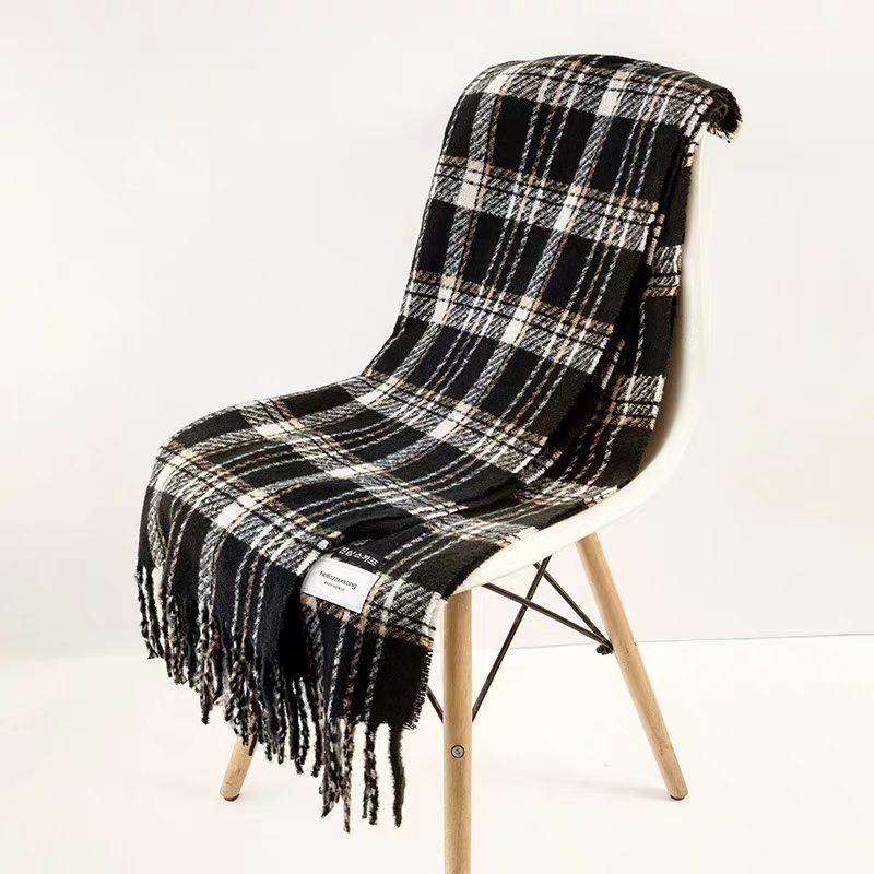 Шарф-шаль imitation cashmere, новогодний красный, мужской и женский, зимний, ретро, британская клетка, утолщенный, теплый, рождественский, для пары