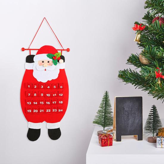 Рождественский Адвент-календарь с изображением оленей, Санты, снеговика, подвесной фетровый календарь обратного отсчета с 24 карманами для украшения стены, двери