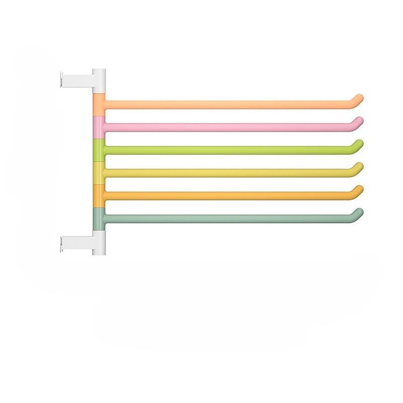 1 шт. Радужная вращающаяся вешалка для полотенец, Настенная угловая вешалка для хранения банных полотенец с несколькими перекладинами, без пробивания отверстий для ванной комнаты