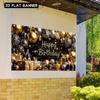 2D Luxury Black Gold Birthday Banner for Night & Adult Themed Parties
