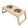 Elevated Cat Bowls Stand Multipurpose Double Stainless Steel Bamboo Raised Dog Bowl for Cats Dogs Pets