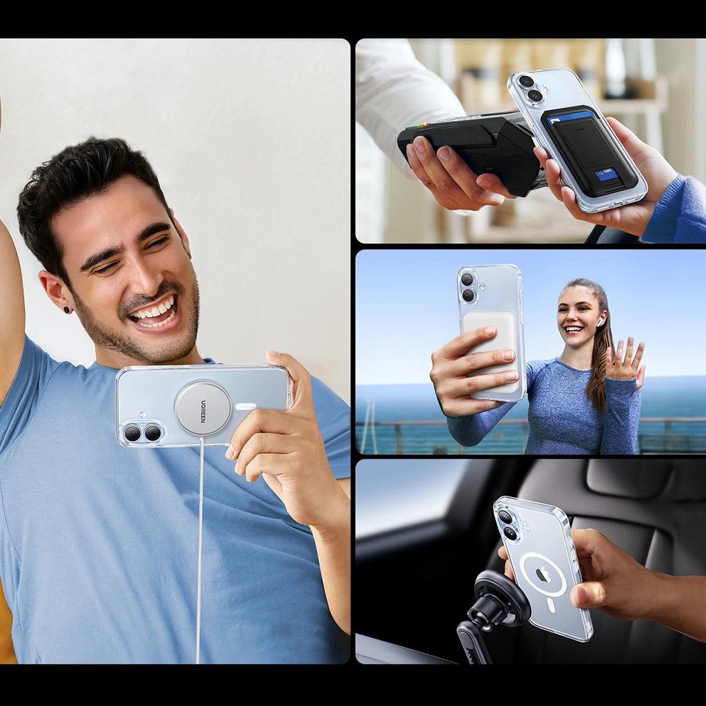 Ugreen Classy Clear Magnetic Case for iPhone 16 - Transparent