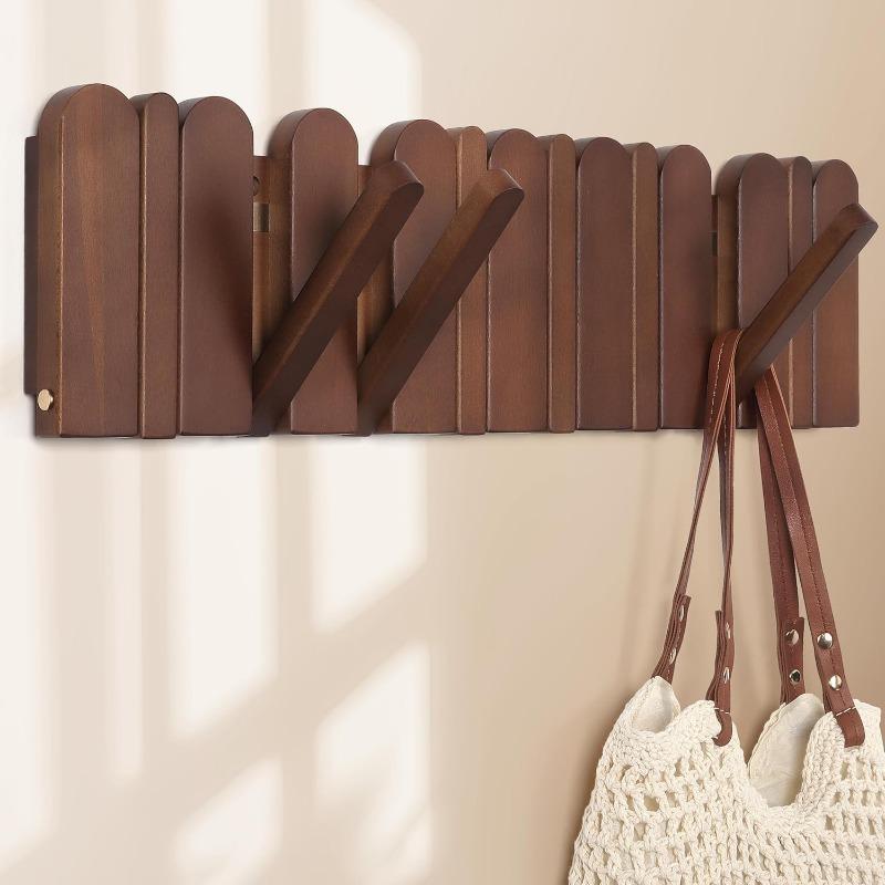Wall Coat Rack for Entryway,Wooden Modern Heavy Duty Retractable Wall Mounted for Hallway Bathroom Bedroom for Hanging Jacket Towel Backpack Bag