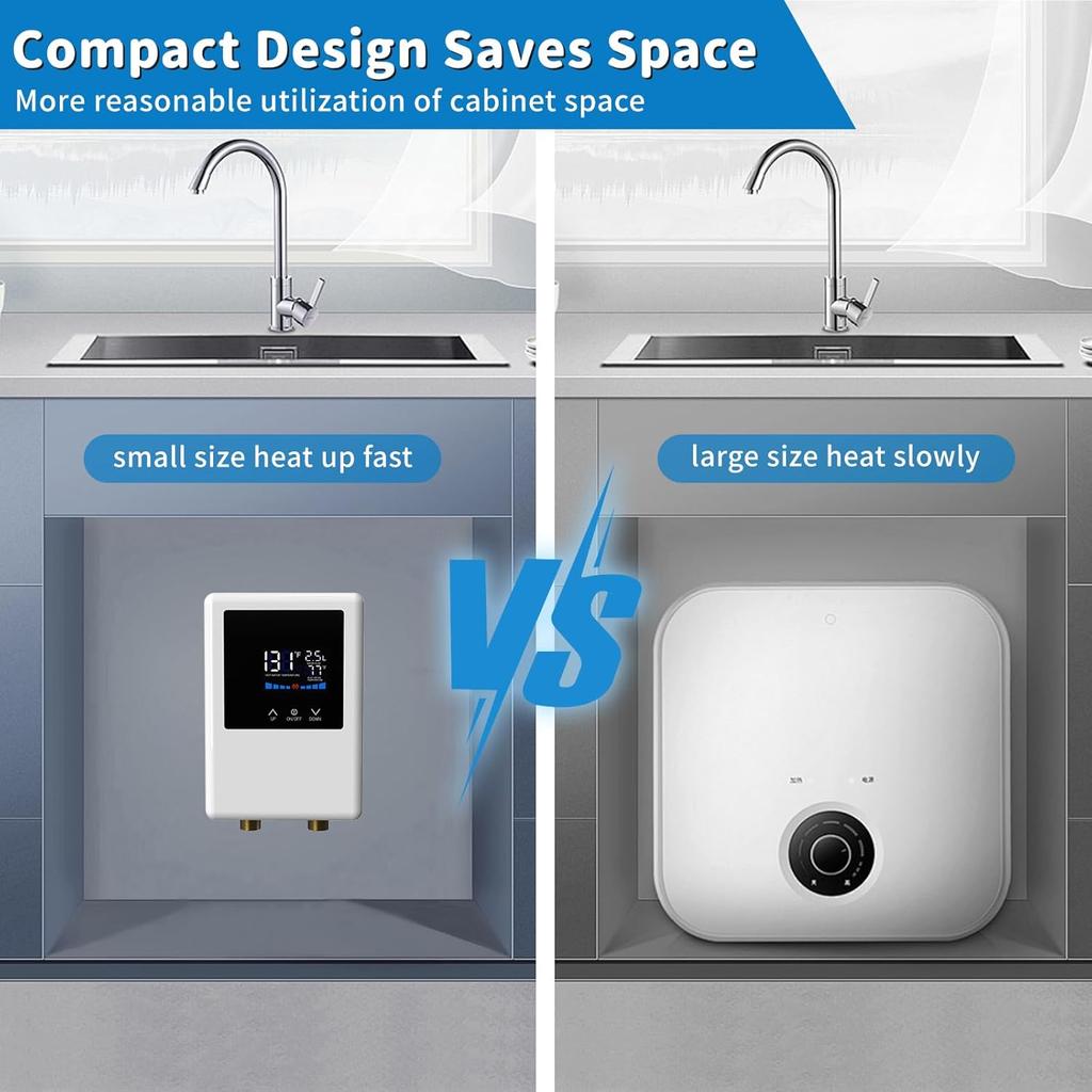 Проточный водонагреватель электрический 110В, 5500Вт мгновенный нагрев воды с пультом дистанционного управления и ЖК-сенсорным экраном, саморегулирующийся, защита от перегрева