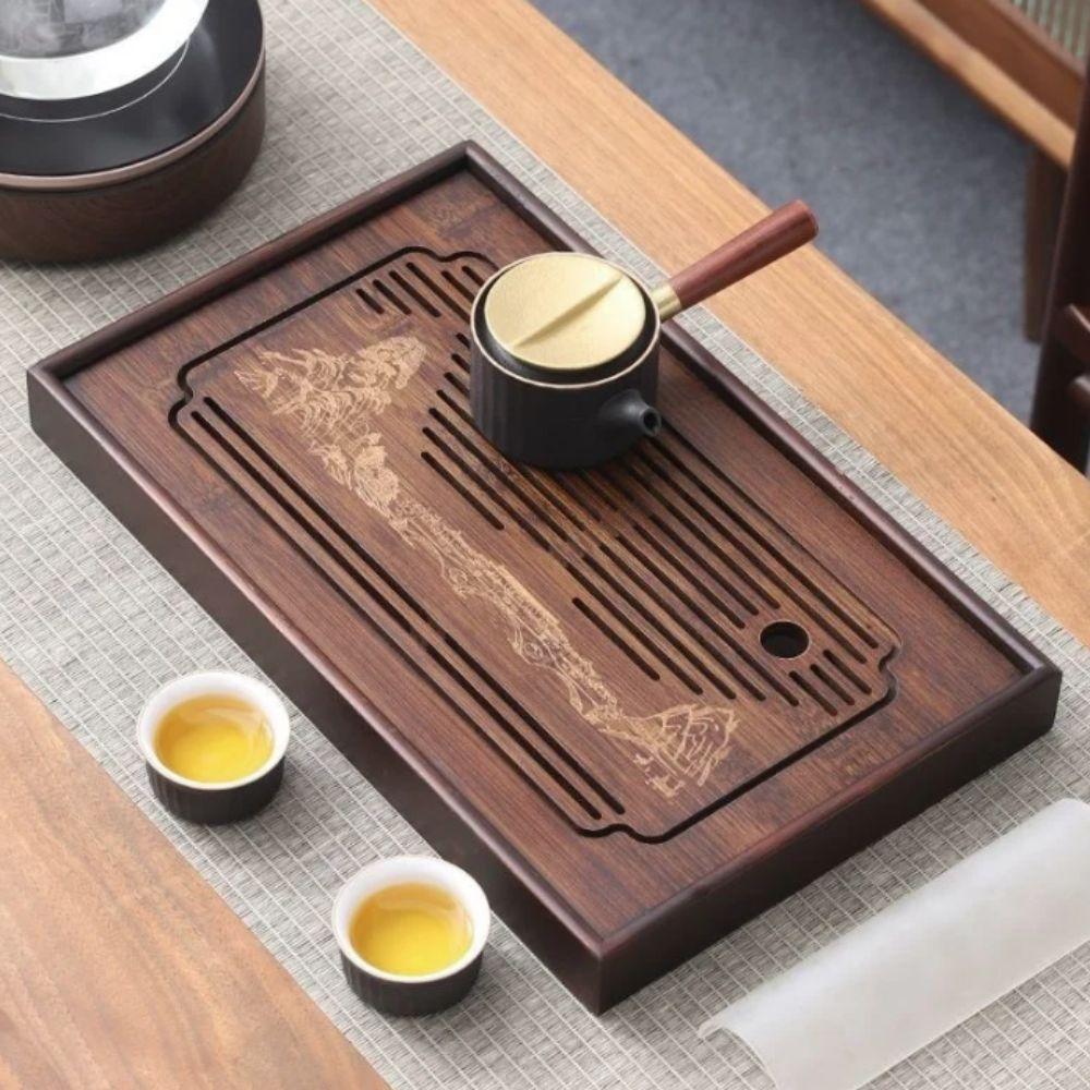Bamboo Tea Drainage Board Detachable Tea Serving Tray Rectangular Chinese Kungfu Tea Tray Office
