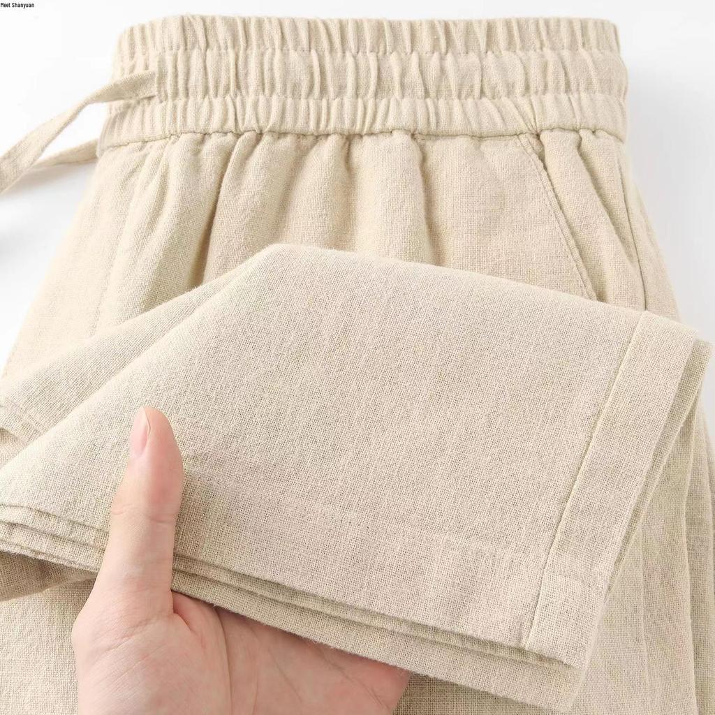 Мужские дышащие серые хлопково-льняные брюки прямого кроя свободного покроя, летняя повседневная одежда больших размеров