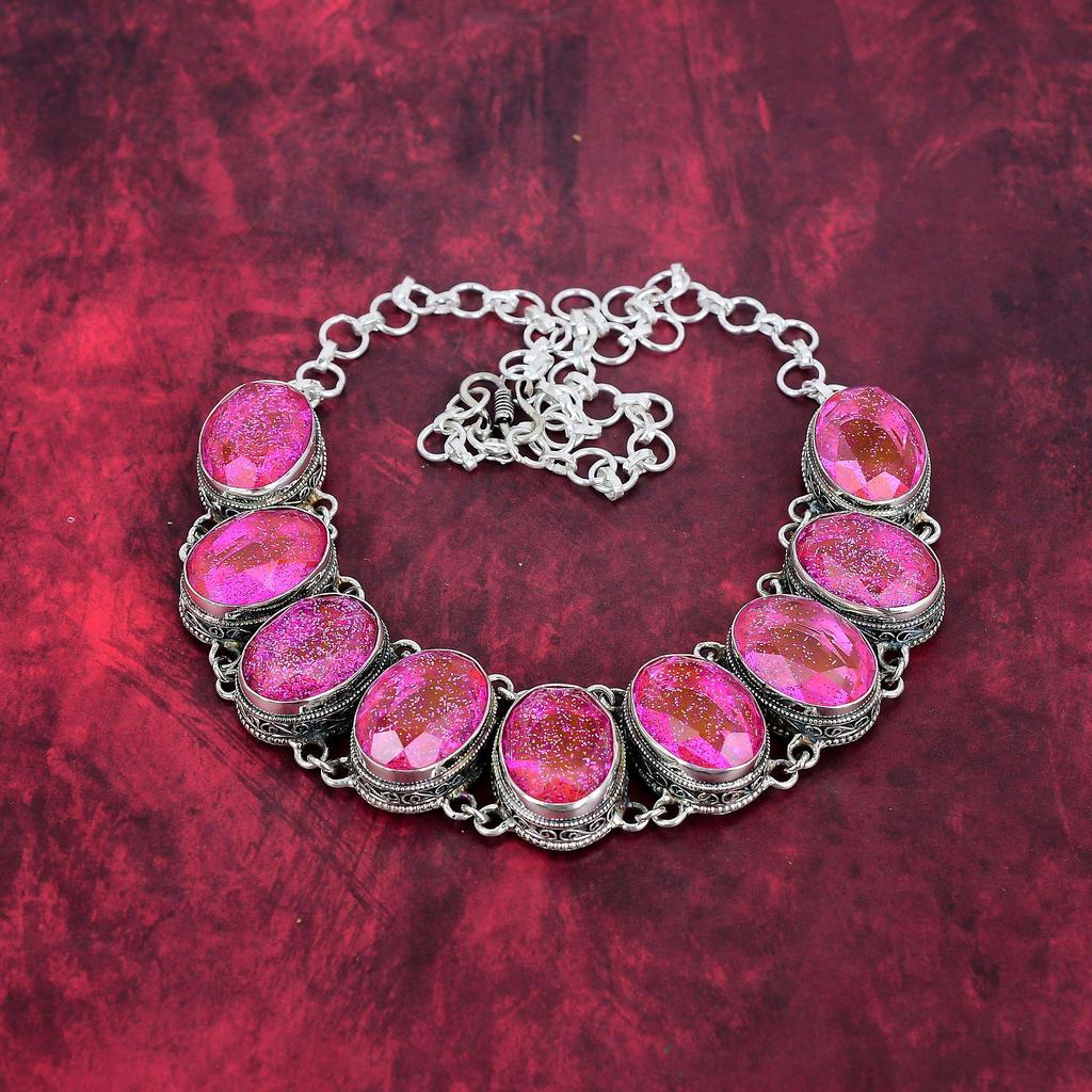 Pink Triplet Opal Necklace, 925 Solid Sterling Silver Gemstone Jewelry, Handmade Necklace, For Thanksgiving