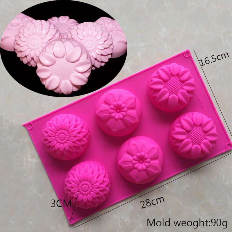 Силиконовая форма для мыла в форме цветка, 6 ячеек, для DIY, ручной работы, для изготовления ароматерапевтического мыла, форма для шоколадного торта, принадлежности для рукоделия