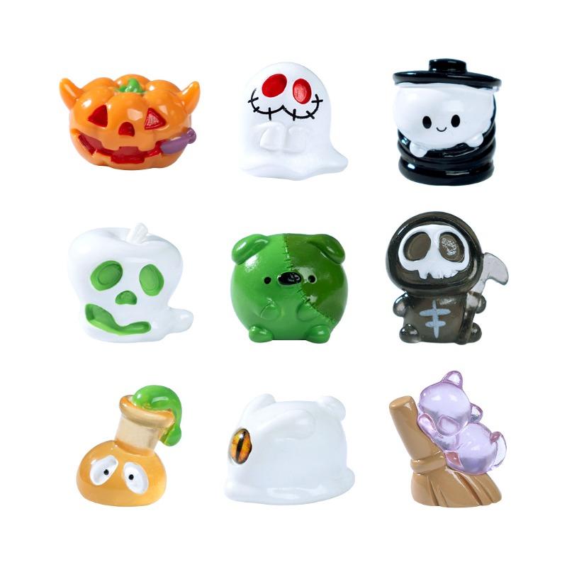Микро-ландшафт Светящаяся Фигурка Тыквы-Призрака на Хэллоуин Декоративные Аксессуары Мини-Украшения