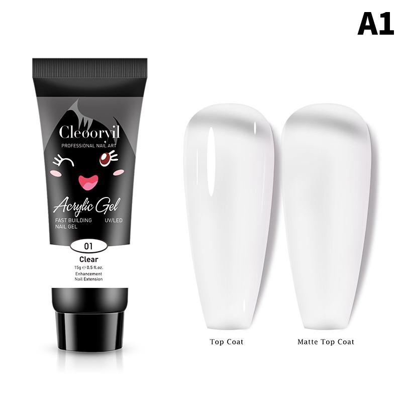 15 мл Многоцветный Поли Гель Лак Акриловый Клей для Наращивания Профессиональный Полуперманентный Резина Арт Клей для Ногтей