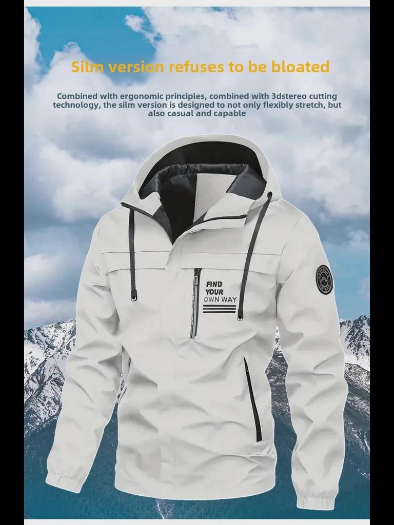 Мужская ветровка осень/зима 2025 года со съемным капюшоном