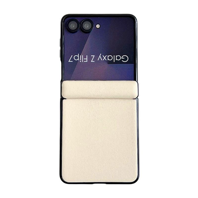 Однотонный чехол-бампер из кожи с текстурой Morandi для Samsung Z Flip7, ударопрочный, складной, из твердого ПК
