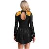 Women Circus Magician Cosplay Bodysuit Long Sleeve Sequins Fringe Epaulet Ringmaster Drummer Halloween Costume