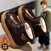 Children's Large Cotton Snow Boots Round Head Leather Thick Sole Warm Winter New 2025 Girls Cotton Shoes To Keep Out the Cold Middle and Old Children