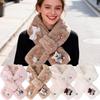 Solid Color Cross Scarf Cartoon Bear Neckerchief Wrap Cute Shawl  Cold Weather