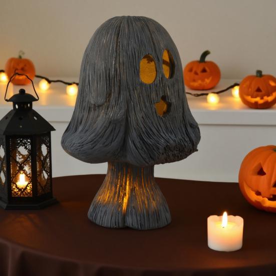 Halloween Mushroom Light Spooky Ghost Mushroom Night Light Resin Table Lamp